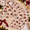 Reading Christmas Satin Pajama Set, HG AI Christmas PJs Sets, Christmas Pajamas, Holiday Pajama Set, Family Long Sleeve