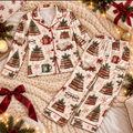 Book Lover Christmas Satin Pajama Set, HG AI Christmas PJs Sets, Christmas Pajamas, Holiday Pajama Set, Family Long