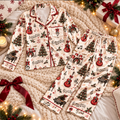 Music Lover Christmas Satin Pajama Set, HG AI Christmas PJs Sets, Christmas Pajamas, Holiday Pajama Set, Family Long