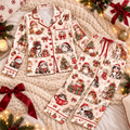 Cat Lover Christmas Satin Pajama Set, HG AI Christmas PJs Sets, Christmas Pajamas, Holiday Pajama Set, Family Long