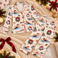 Swimming Christmas Satin Pajama Set, HG AI Christmas PJs Sets, Christmas Pajamas, Holiday Pajama Set, Family Long Sleeve