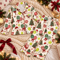 Pickleball Christmas Satin Pajama Set, HG AI Christmas PJs Sets, Christmas Pajamas, Holiday Pajama Set, Family Long