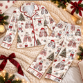 Lung Cancer Christmas Satin Pajama Set, HG AI Christmas PJs Sets, Christmas Pajamas, Holiday Pajama Set, Family Long