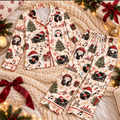DJ Christmas Satin Pajama Set, HG AI Christmas PJs Sets, Christmas Pajamas, Holiday Pajama Set, Family Long Sleeve