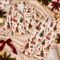 Guitarist Christmas Satin Pajama Set, HG AI Christmas PJs Sets, Christmas Pajamas, Holiday Pajama Set, Family Long