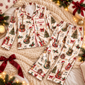 Bassist Christmas Satin Pajama Set, HG AI Christmas PJs Sets, Christmas Pajamas, Holiday Pajama Set, Family Long Sleeve