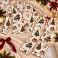 Music Composer Christmas Satin Pajama Set, HG AI Christmas PJs Sets, Christmas Pajamas, Holiday Pajama Set, Family Long