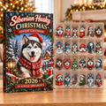 Siberian Husky Evergreen Advent Calendar HFN Gen Acrylic Ornaments, Christmas Tree Hanging Decor