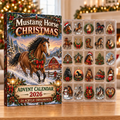 Mustang Horse Evergreen Advent Calendar HFN Gen Acrylic Ornaments, Wild Equine Holiday Tree Decor