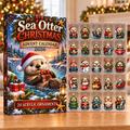 Sea Otter Evergreen Advent Calendar HFN Gen Acrylic Ornaments, Coastal Wildlife Christmas Tree Hanging Decor