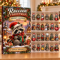 Raccoon Evergreen Advent Calendar HFN Gen Acrylic Ornaments, Woodland Wildlife Christmas Tree Hanging Decor