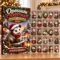 Opossum Evergreen Advent Calendar HFN Gen Acrylic Ornaments, Cute Wildlife Holiday Tree Hanging Decorations