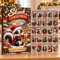 Skunk Evergreen Advent Calendar HFN Gen Acrylic Ornaments, Cute Woodland Animal Holiday Tree Hanging Decor