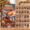 Moose Evergreen Advent Calendar HFN Gen Acrylic Ornaments, Rustic Forest Wildlife Christmas Tree Hanging Decor