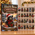 Black Bear Evergreen Advent Calendar HFN Gen Acrylic Ornaments, Rustic Woodland Christmas Tree Hanging Decor