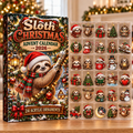 Sloth Evergreen Advent Calendar HFN Gen Acrylic Ornaments, Cute Tropical Wildlife Christmas Tree Hanging Decor