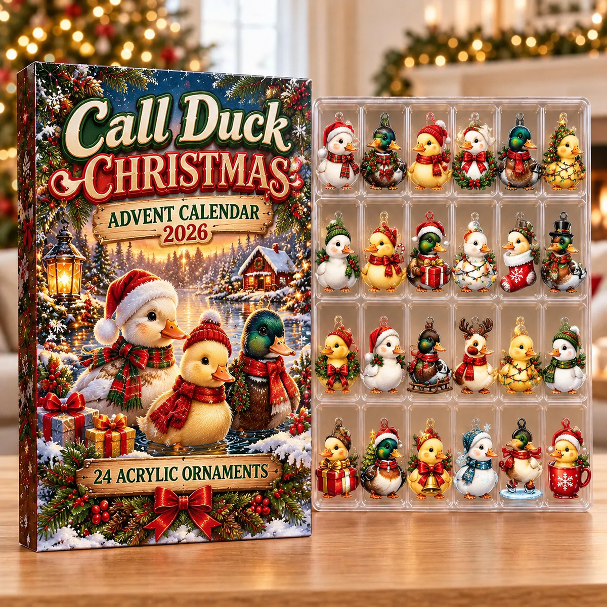 Call Duck Evergreen Advent Calendar HFN Gen Acrylic Ornaments