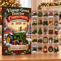 Vintage Green Tractor Evergreen Advent Calendar HFN Gen Acrylic Ornaments