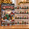 Vintage Utility Tractor Evergreen Advent Calendar HFN Gen Acrylic Ornaments