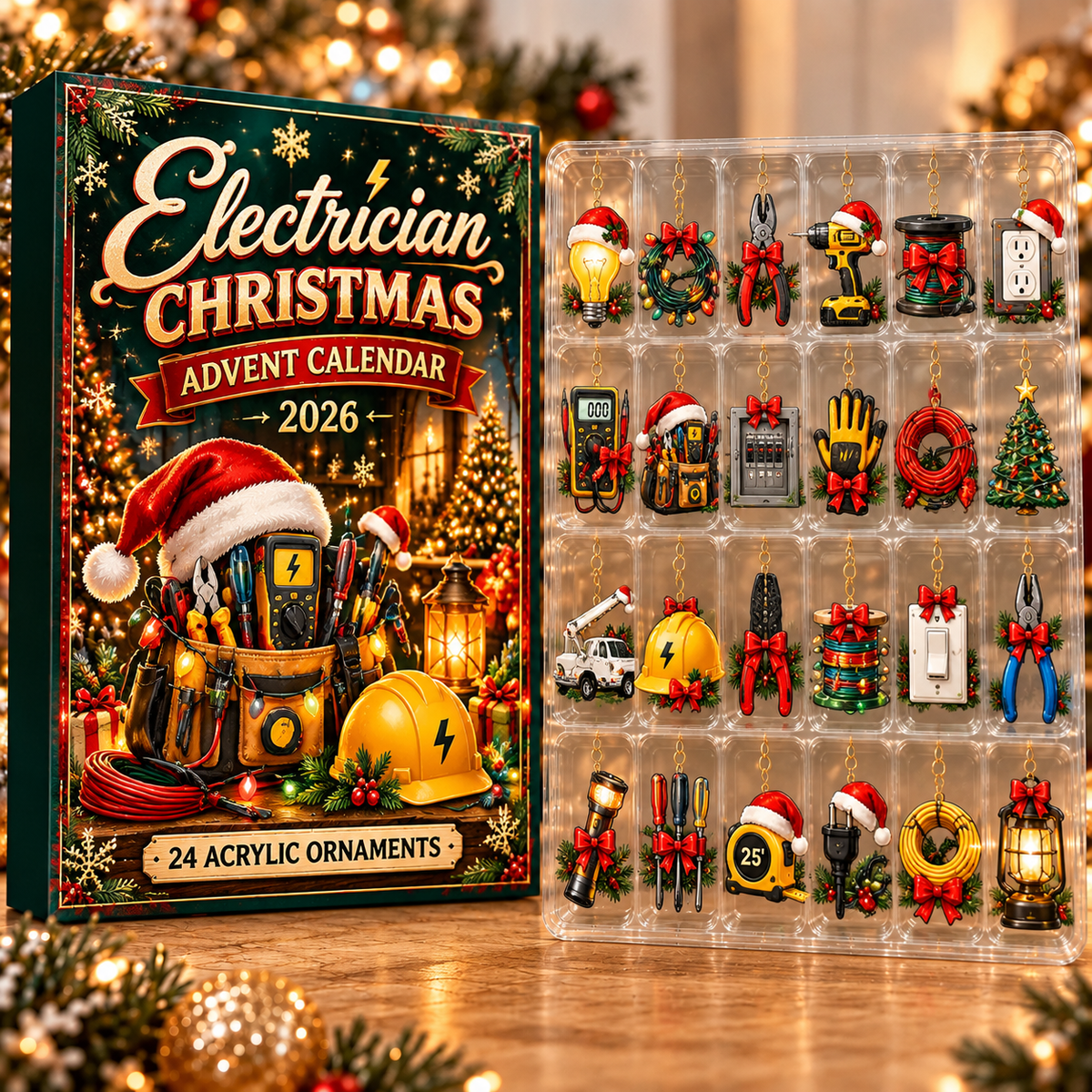 Electrician Evergreen Advent Calendar HFN Gen Acrylic Ornament