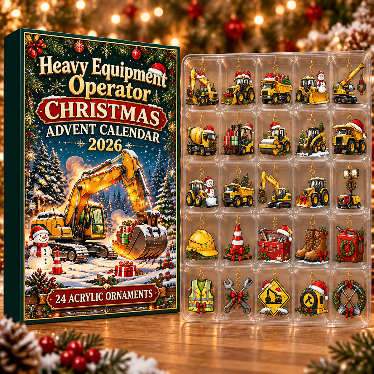 Heavy Equipment Operator Evergreen Advent Calendar HFN Gen Acrylic Ornament