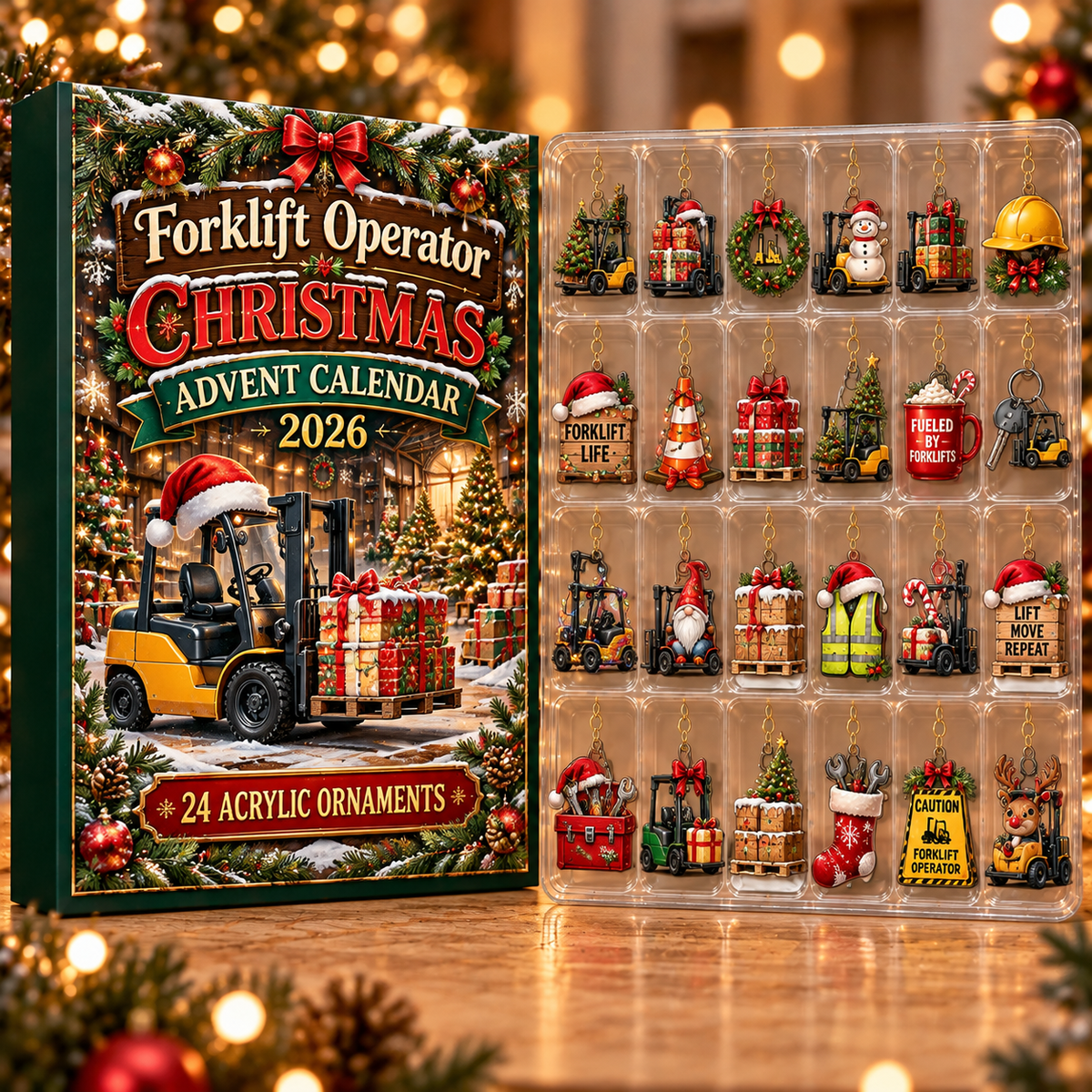 Forklift Operator Evergreen Advent Calendar HFN Gen Acrylic Ornament