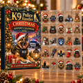 K9 Police Handler Evergreen Advent Calendar HFN Gen Acrylic Ornament, Holiday Tree Decor Gift