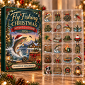 Fly Fishing Evergreen Advent Calendar HFN Gen Acrylic Ornament, Christmas Hanging For Casting Enthusiasts