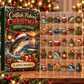 Catfish Fishing Evergreen Advent Calendar HFN Gen Acrylic Ornament, Holiday Tree Decor For Night Anglers