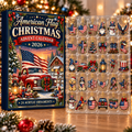 American Flag Evergreen Advent Calendar HFN Gen Acrylic Ornament, Patriotic Christmas Tree Decoration