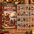 Western Ranch Life Evergreen Advent Calendar HFN Gen Acrylic Ornament, Rustic Cowboy Christmas Tree Decoration