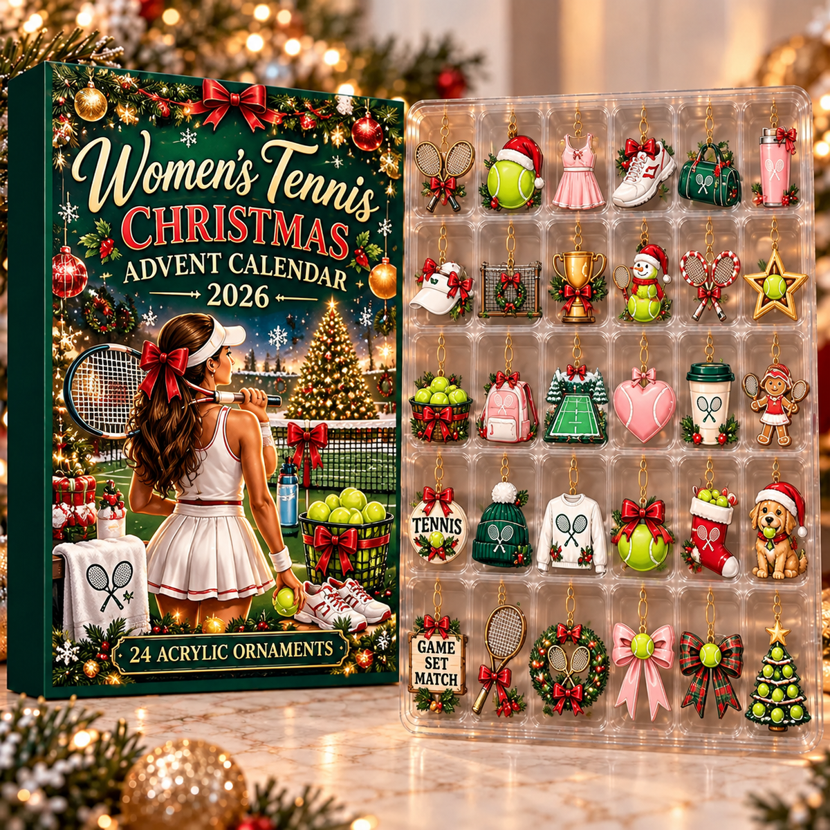 Women's Tennis Evergreen Advent Calendar HFN Gen Acrylic Ornament