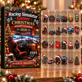 Racing Simulator Gamer Evergreen Advent Calendar HFN Gen Acrylic Ornament, Steering Wheel Driving Christmas Decor