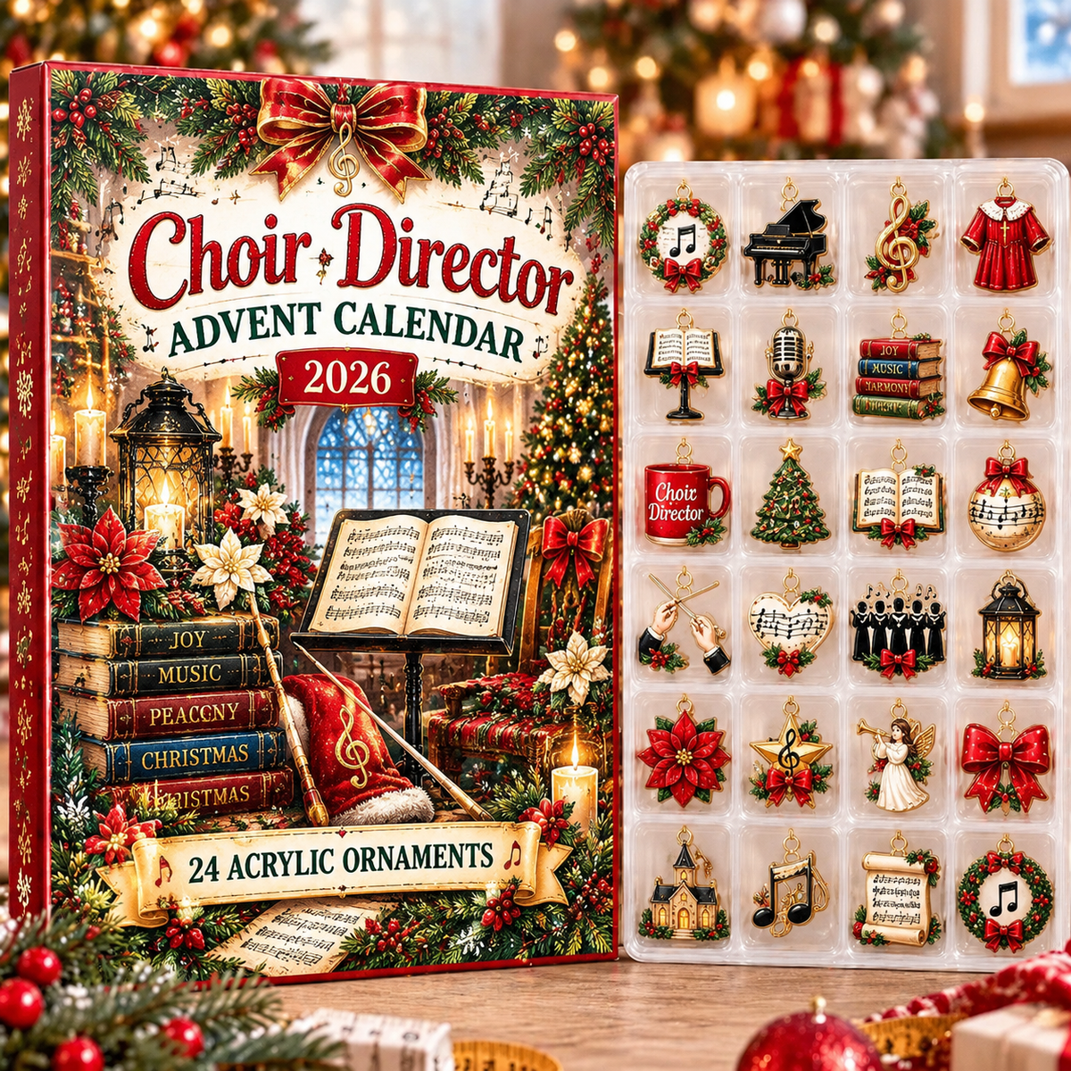 Choir Director HG AI Advent Calendar 2026, 24 Acrylic Ornaments, Christmas Countdown Blind Box Holiday Gift