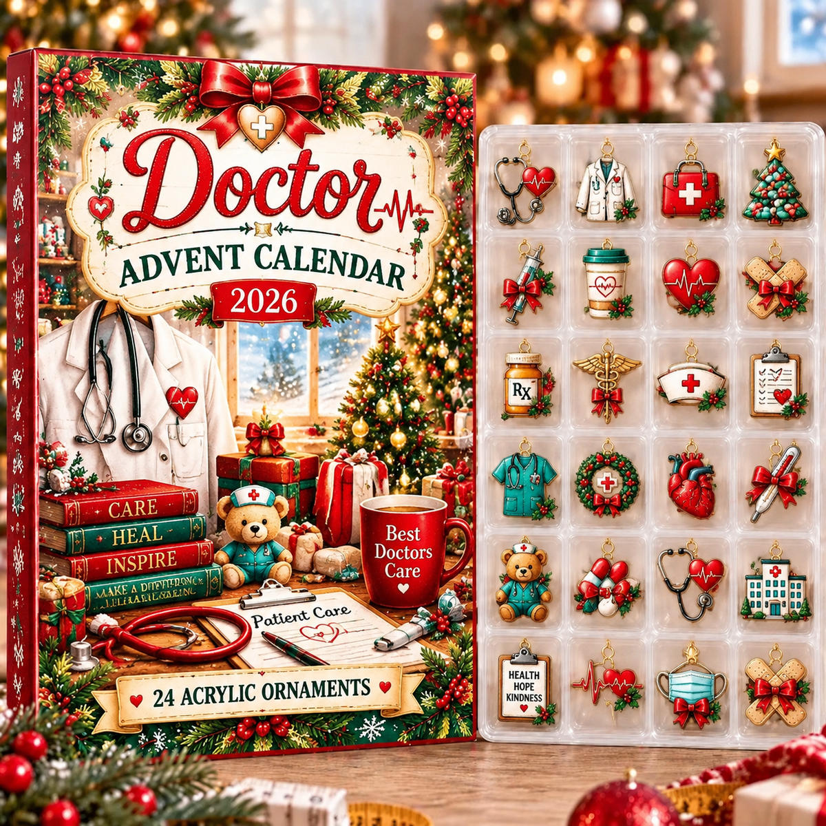 Doctor HG AI Advent Calendar 2026, 24 Acrylic Ornaments, Christmas Countdown Blind Box Holiday Gift