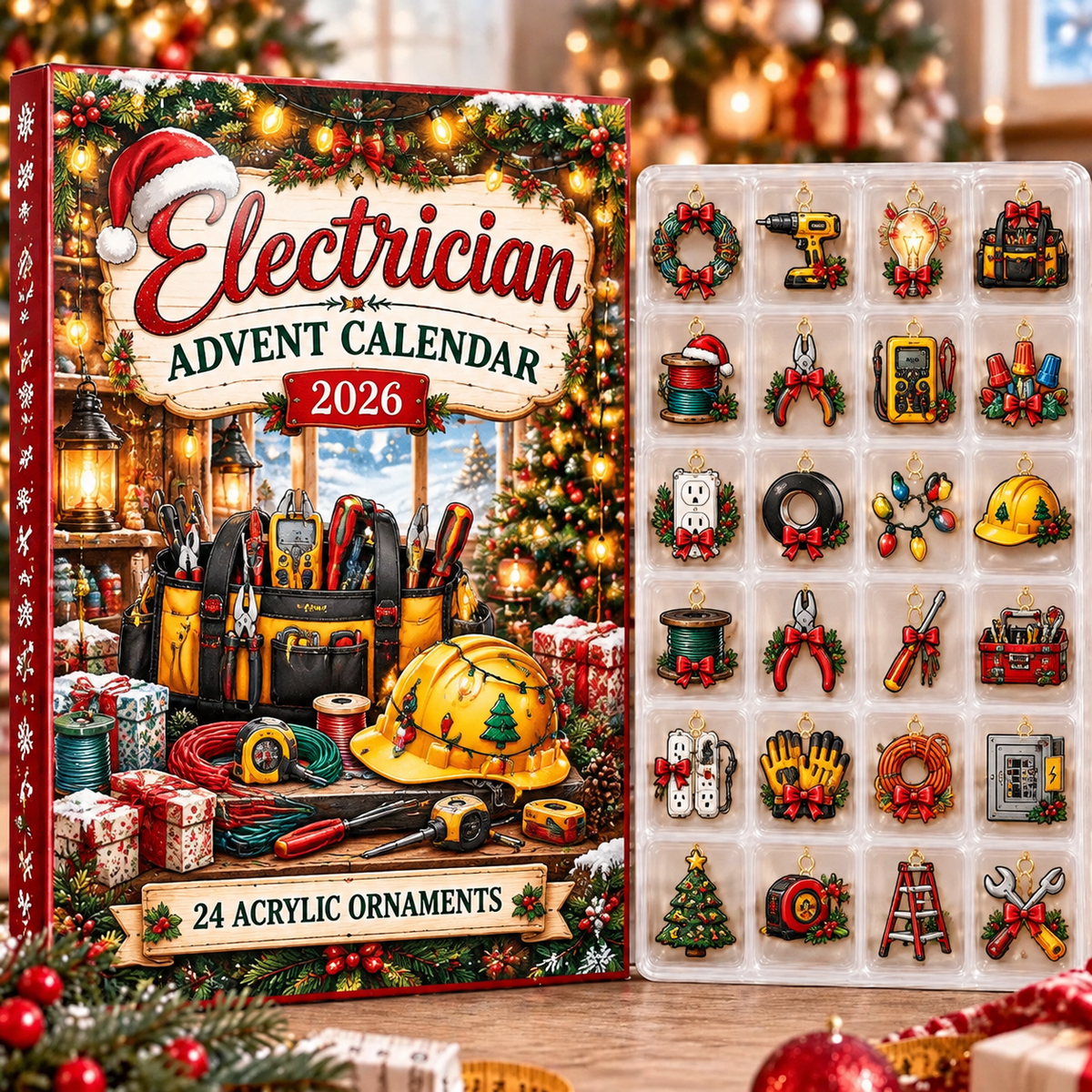 Electrician HG AI Advent Calendar 2026, 24 Acrylic Ornaments, Christmas Countdown Blind Box Holiday Gift