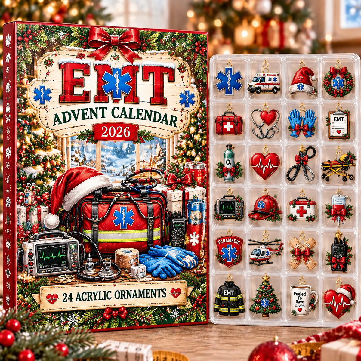 EMT HG AI Advent Calendar 2026, 24 Acrylic Ornaments, Christmas Countdown Blind Box Holiday Gift