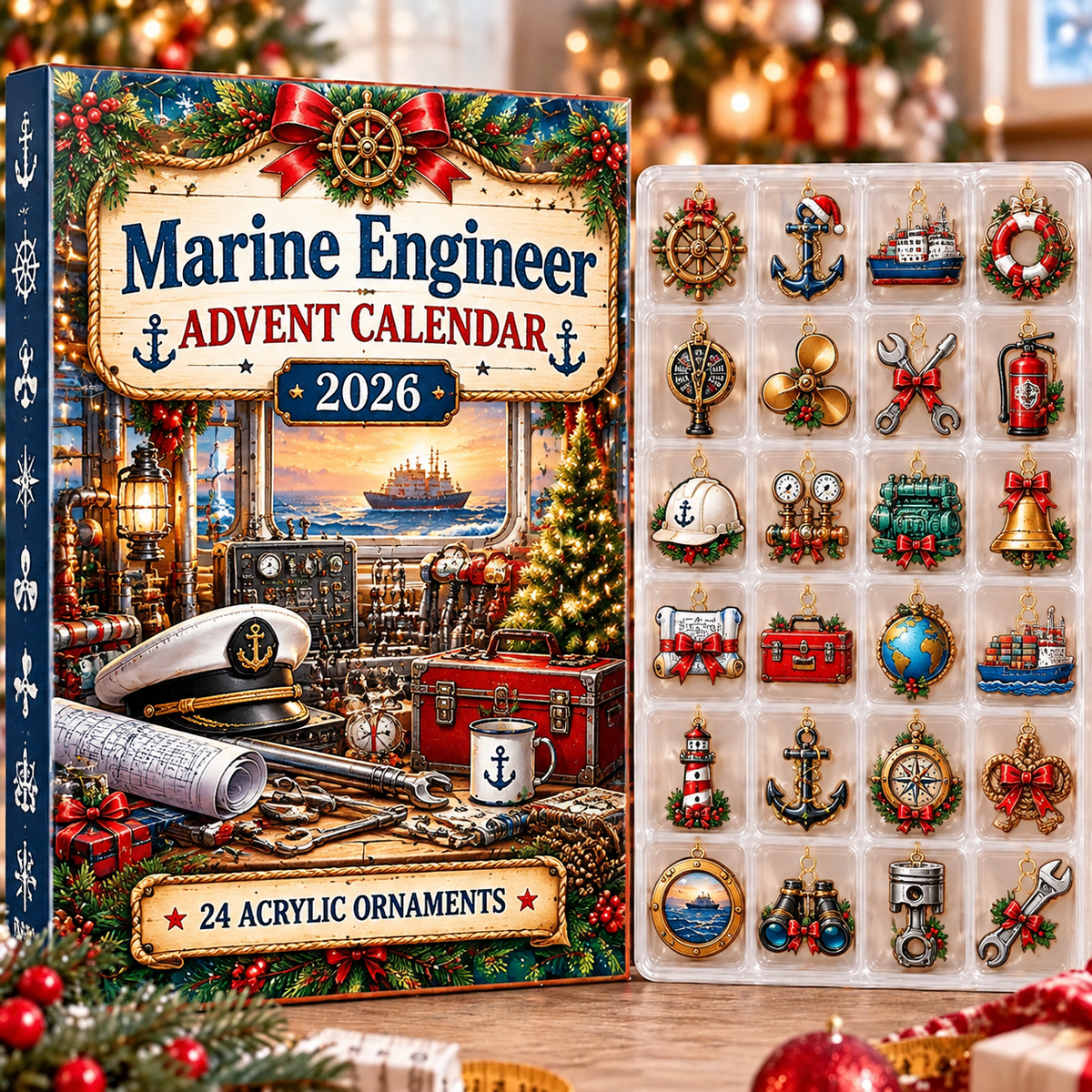Marine Engineer HG AI Advent Calendar 2026, 24 Acrylic Ornaments, Christmas Countdown Blind Box Holiday Gift