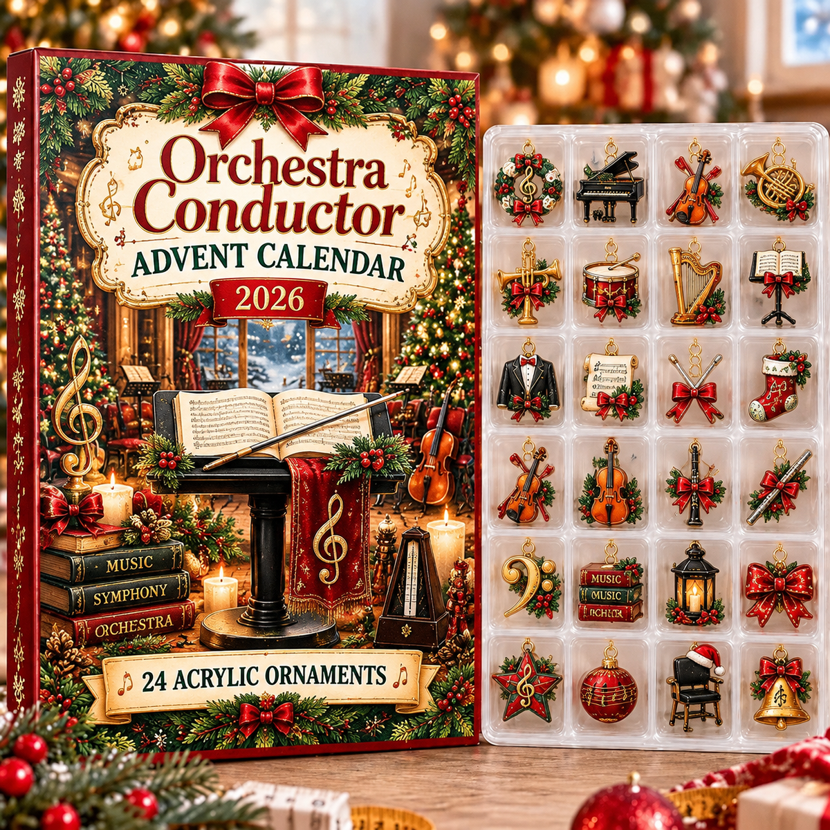 Orchestra Conductor HG AI Advent Calendar 2026, 24 Acrylic Ornaments, Christmas Countdown Blind Box Holiday Gift