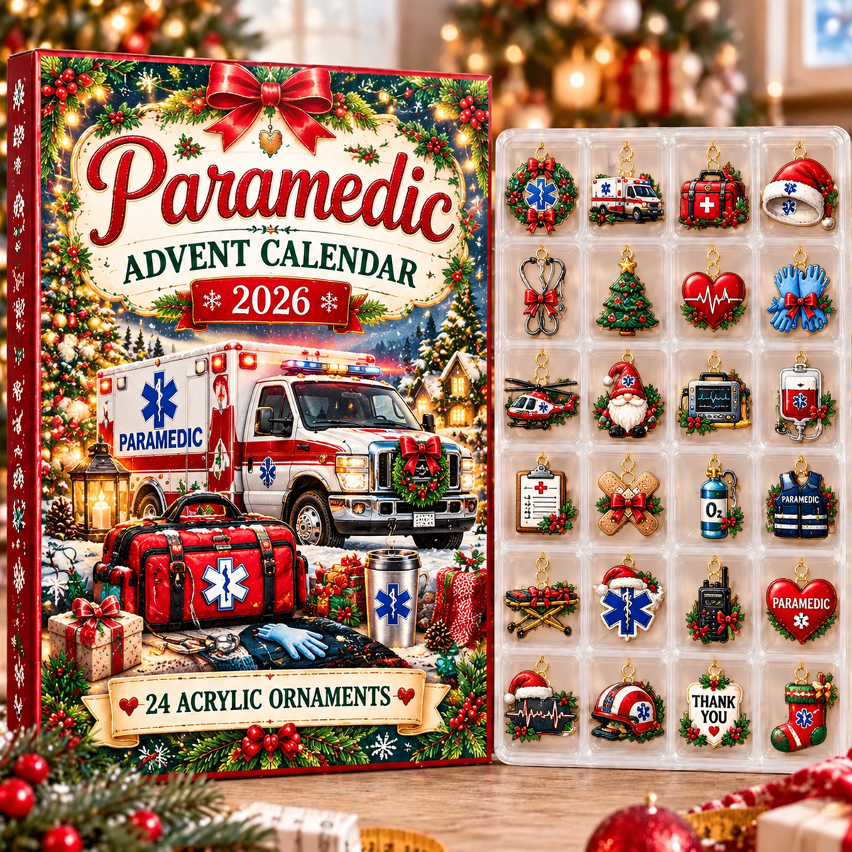 Paramedic HG AI Advent Calendar 2026, 24 Acrylic Ornaments, Christmas Countdown Blind Box Holiday Gift