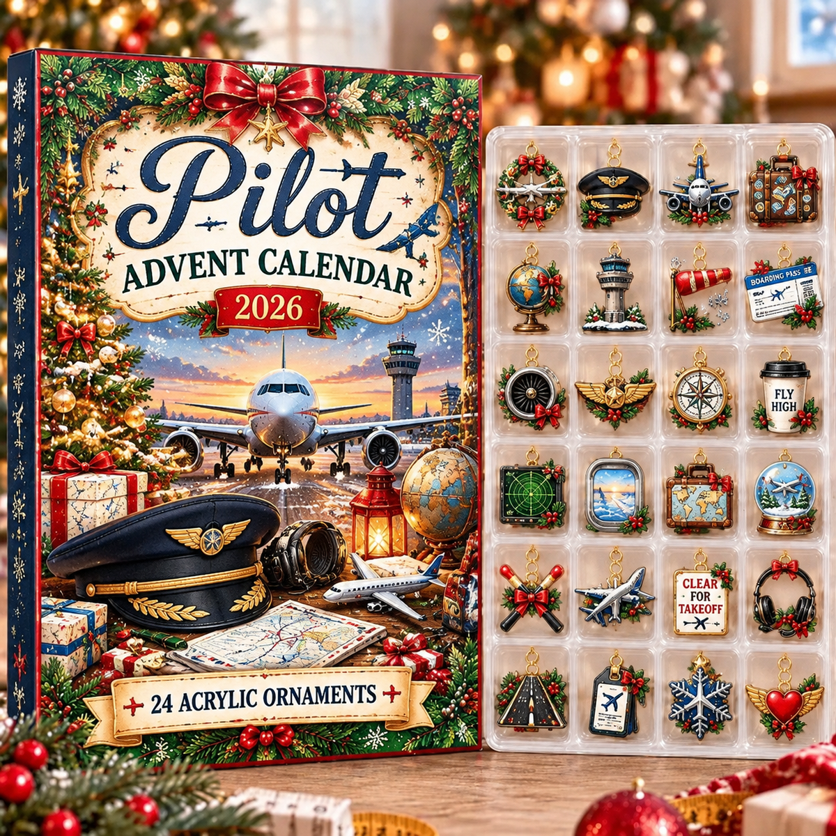 Pilot HG AI Advent Calendar 2026, 24 Acrylic Ornaments, Christmas Countdown Blind Box Holiday Gift