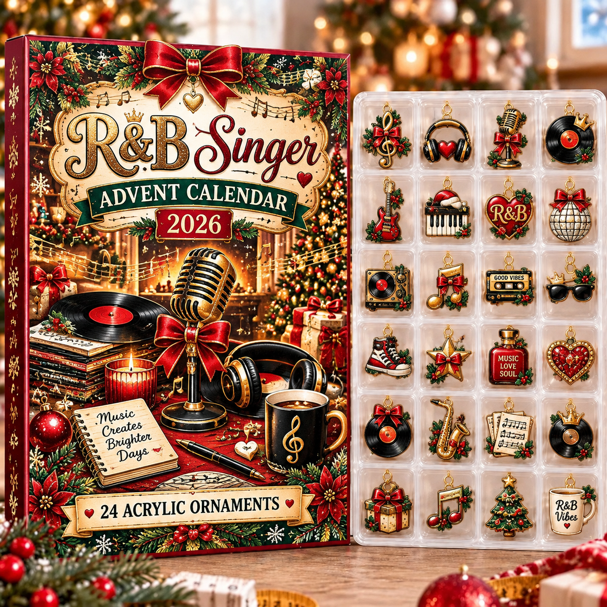 R&B Singer HG AI Advent Calendar 2026, 24 Acrylic Ornaments, Christmas Countdown Blind Box Holiday Gift