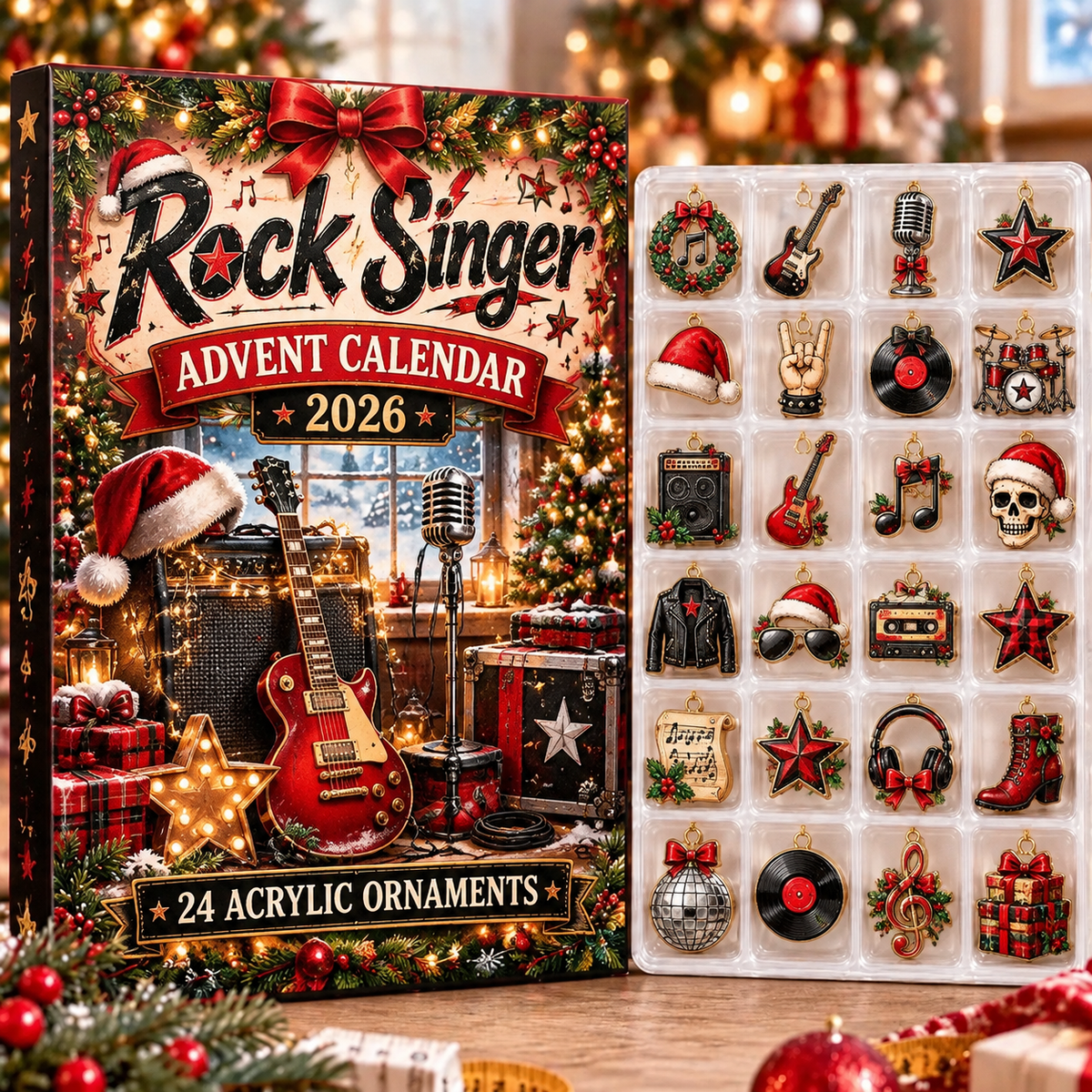 Rock Singer HG AI Advent Calendar 2026, 24 Acrylic Ornaments, Christmas Countdown Blind Box Holiday Gift