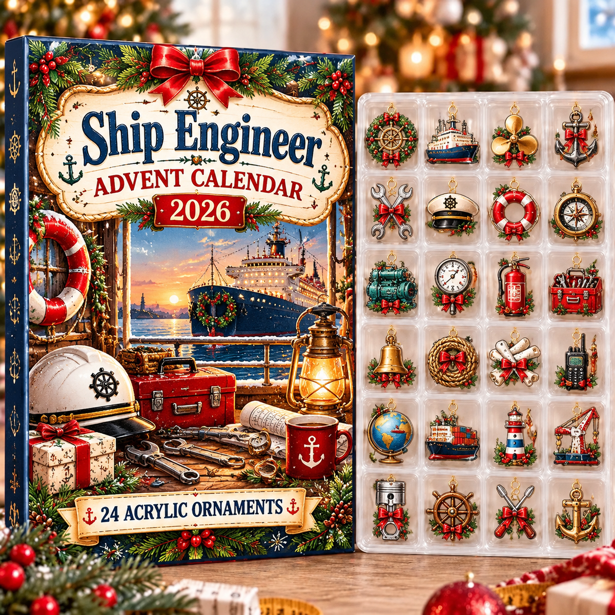 Ship Engineer HG AI Advent Calendar 2026, 24 Acrylic Ornaments, Christmas Countdown Blind Box Holiday Gift