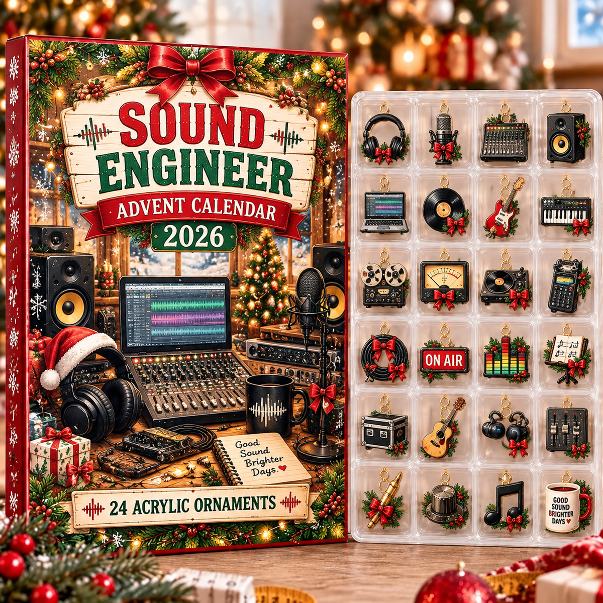 Sound Engineer HG AI Advent Calendar 2026, 24 Acrylic Ornaments, Christmas Countdown Blind Box Holiday Gift