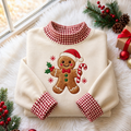 Gingerbread Man Christmas Gingham HFN Gen Embroidered Shirt