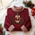Nutcracker Soldier Christmas Gingham HFN Gen Embroidered Shirt