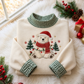 Polar Bear Christmas Gingham HFN Gen Embroidered Shirt