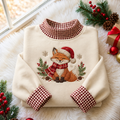 Fox Christmas Gingham HFN Gen Embroidered Shirt
