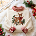 Woodland Deer Christmas Gingham HFN Gen Embroidered Shirt